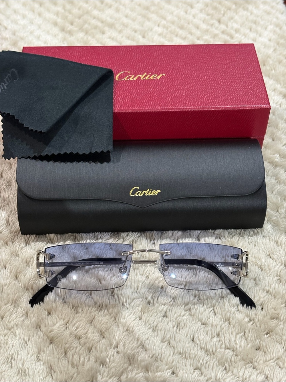 Cartier Rimless Sunglasses Blue lens